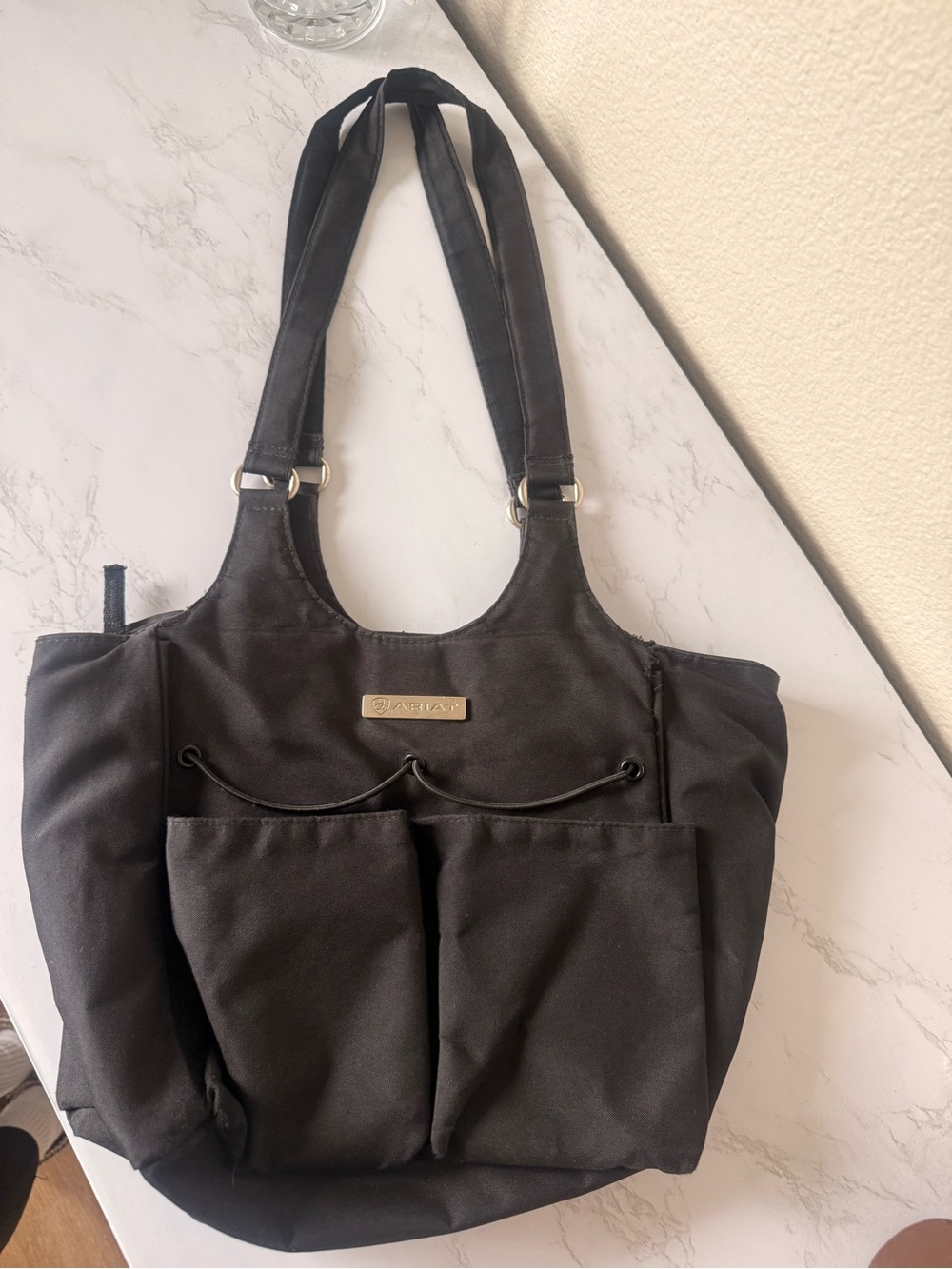 Black Womenβs Ariat Tote Bag with Front Pockets